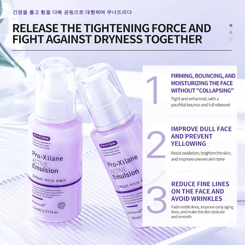 DEleventh Korean Brand Pro-Xilane Active Emulsion 80ml / Anti-Wrinkle, Moisturizing, Anti-Aging, Tighten and Delicate Skin, Improve Darkening, Repair Damaged Cells, and Block UV Rays - Image 3
