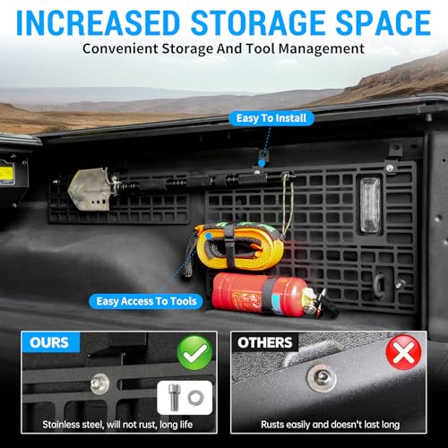Utiiy Side Molle Panel Compatible with 2019-2024 Jeep Gladiator JT Bed Storage Cargo Rack Truck Bed Organizer No Drilling Fits for Gladiator Accessories - Image 4