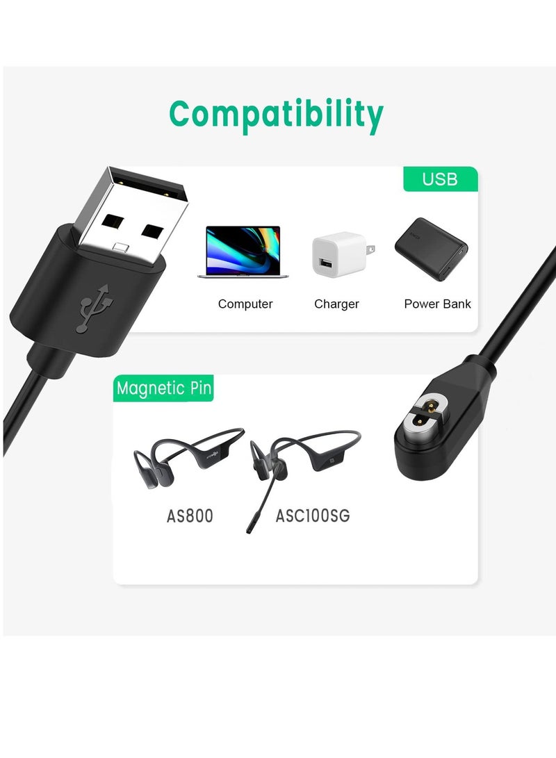 SYOSI كابل شحن مغناطيسي مكون من قطعتين لشاحن بديل لسماعات Aftershokz Aeropex AS800 وOpencomm ASC100SG وسماعات Shokz Openrun Pro Bone Conduction اللاسلكية بطول 100 سم - Image 4