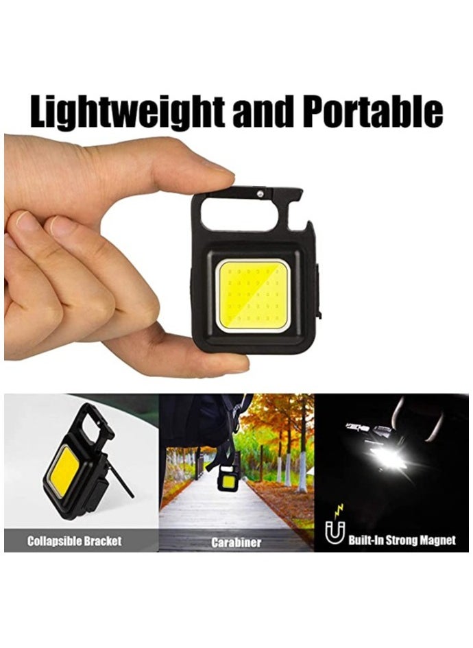 ELTRAZONE - Small Flashlights, 800Lumens Bright Rechargeable Keychain Mini Flashlight 4 Light Modes Portable Pocket Light with Folding Bracket Bottle Opener and Magnet Base - Image 1
