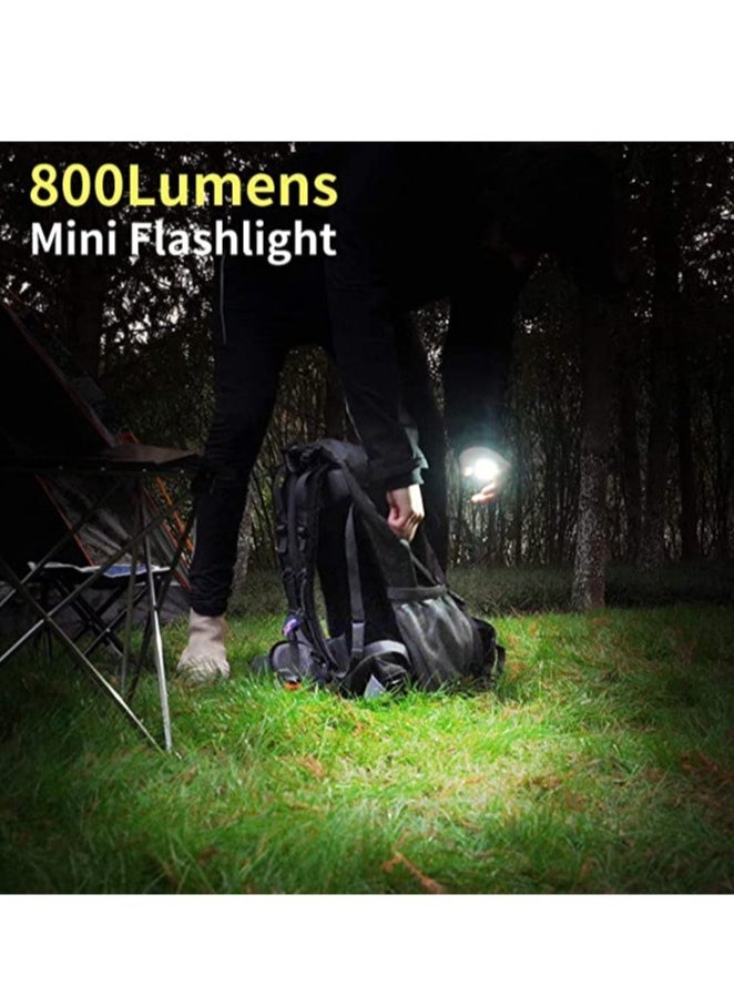 ELTRAZONE - Small Flashlights, 800Lumens Bright Rechargeable Keychain Mini Flashlight 4 Light Modes Portable Pocket Light with Folding Bracket Bottle Opener and Magnet Base - Image 1