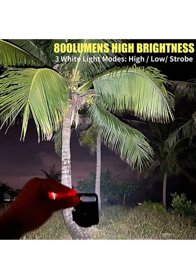 ELTRAZONE - Small Flashlights, 800Lumens Bright Rechargeable Keychain Mini Flashlight 4 Light Modes Portable Pocket Light with Folding Bracket Bottle Opener and Magnet Base - Image 1