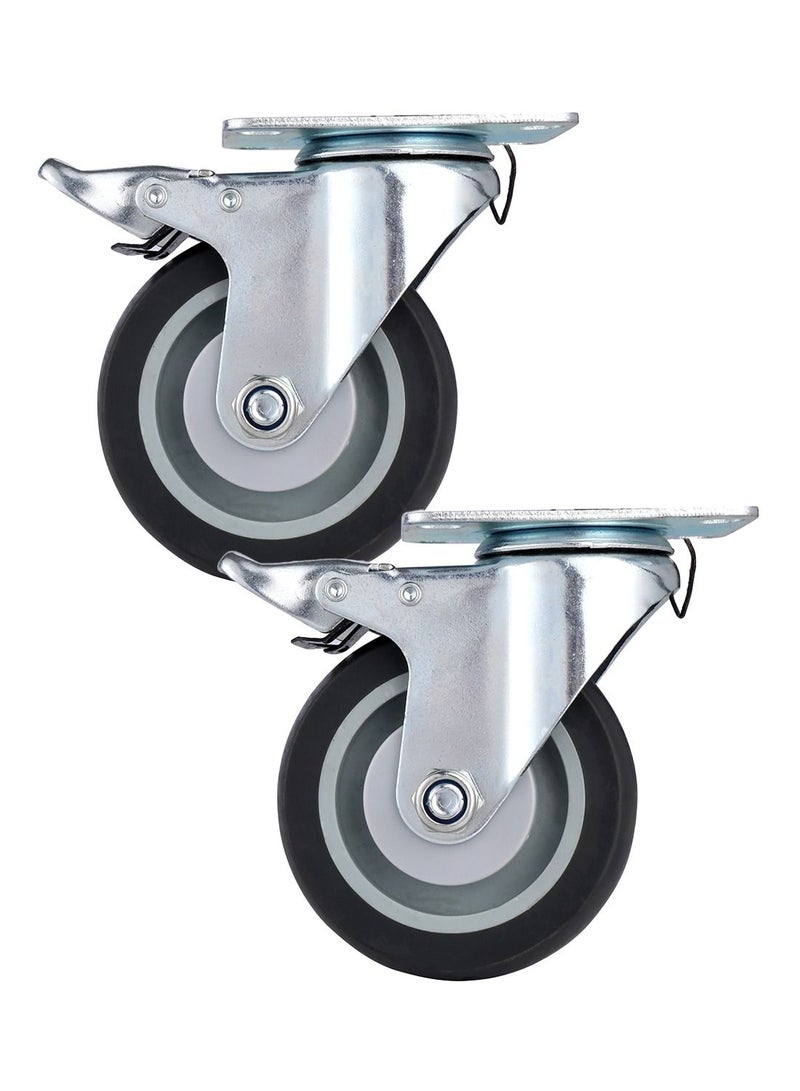 بي إم بي تولز طقم عجلات متحركة مع كرة مزدوجة وفرامل مكون من قطعتين - 100 ملم - رمادي - Image 1