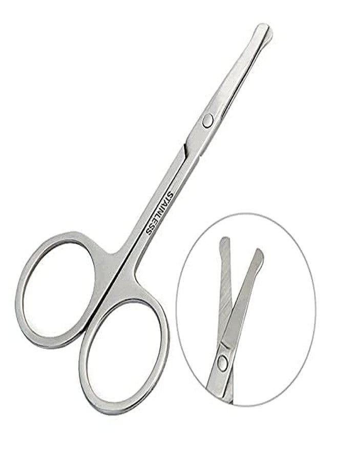 Ghelonadi Eyelash Facial Grooming Beauty Tools Moustache Professional Stainless Steel Tweezers with Round Tip Eyebrow Scissors for Girl's (Silver) (Pack Of 2) - Image 4