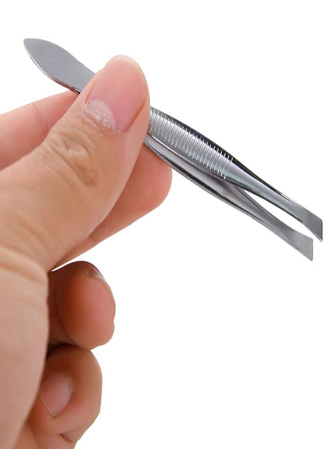Ghelonadi Eyelash Facial Grooming Beauty Tools Moustache Professional Stainless Steel Tweezers with Round Tip Eyebrow Scissors for Girl's (Silver) (Pack Of 2) - Image 5