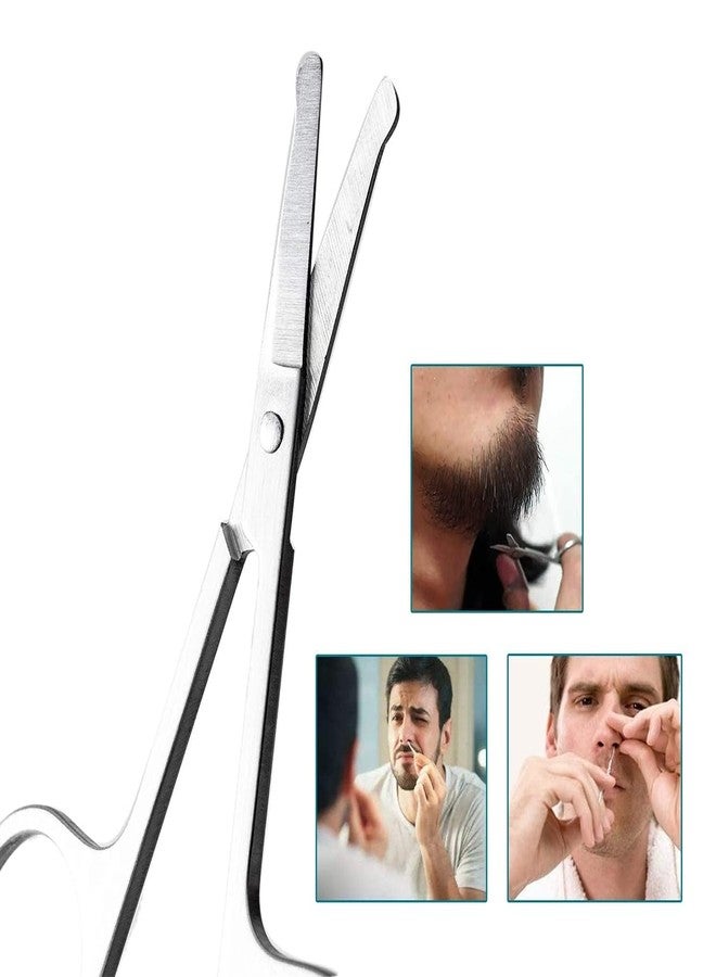 Ghelonadi Eyelash Facial Grooming Beauty Tools Moustache Professional Stainless Steel Tweezers with Round Tip Eyebrow Scissors for Girl's (Silver) (Pack Of 2) - Image 2