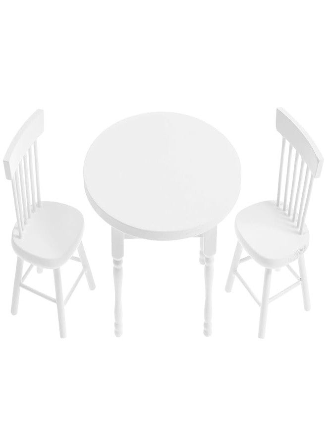 Vaguelly 1 Set Dollhouse Dining Table and 2 Chairs,1/12 Scale Miniature Table Chair Set,Wooden Dollhouse Kitchen Furnitures Miniature Chairs and - Image 4