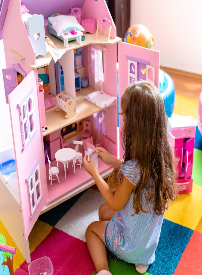 Vaguelly 1 Set Dollhouse Dining Table and 2 Chairs,1/12 Scale Miniature Table Chair Set,Wooden Dollhouse Kitchen Furnitures Miniature Chairs and - Image 3