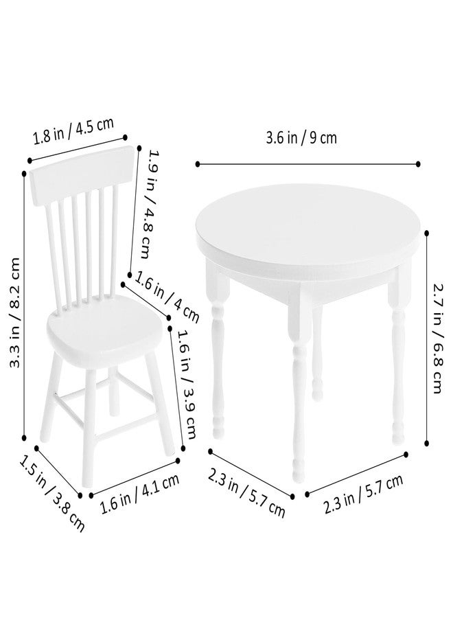 Vaguelly 1 Set Dollhouse Dining Table and 2 Chairs,1/12 Scale Miniature Table Chair Set,Wooden Dollhouse Kitchen Furnitures Miniature Chairs and - Image 2