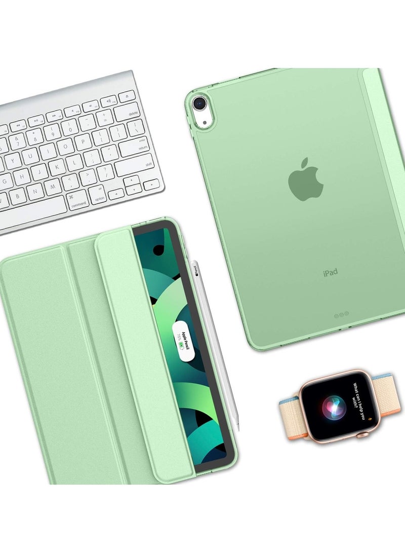 جراب حماية لجهاز آيباد 10.9 بوصة جيل (2021/2020/2019) مع حامل أقلام ، يدعم شحن قلم Apple ومعرف اللمس ،غطاء مقاوم للصدمات مع إيقاظ / نوم تلقائي ، أخضر فاتح - Image 3