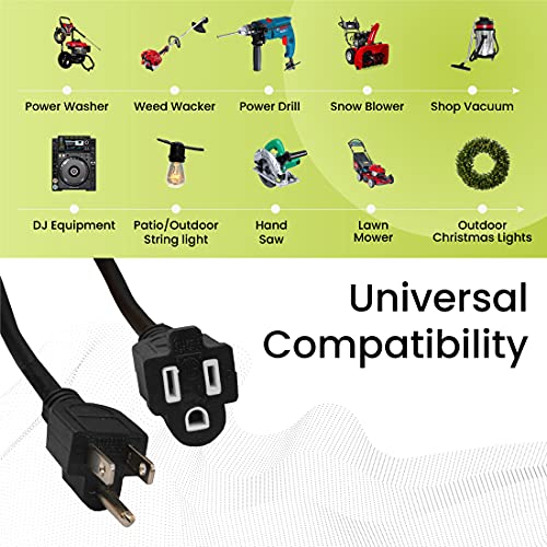 Power By GoGreen كابل تمديد خارجي أسود من Go Green Power Inc. 16/3 بطول 50 قدم - متين، ثقيل، مقاوم للرطوبة - مثالي للأدوات والمعدات - GG-13750BK - Image 3