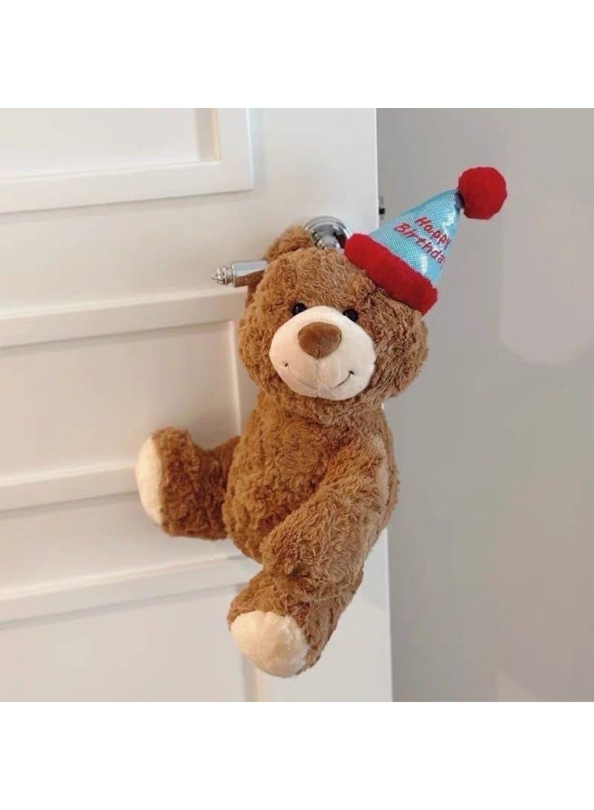 Sunspire Birthday Bear Plush Toy Teddy Bear Soft Toy Hugging Birthday Gift Adorable Present Birthday Party Hat Decoration Soft and Cute Plush Toy Hat-Wearing Festive Gift Bear - 35cm - Image 4