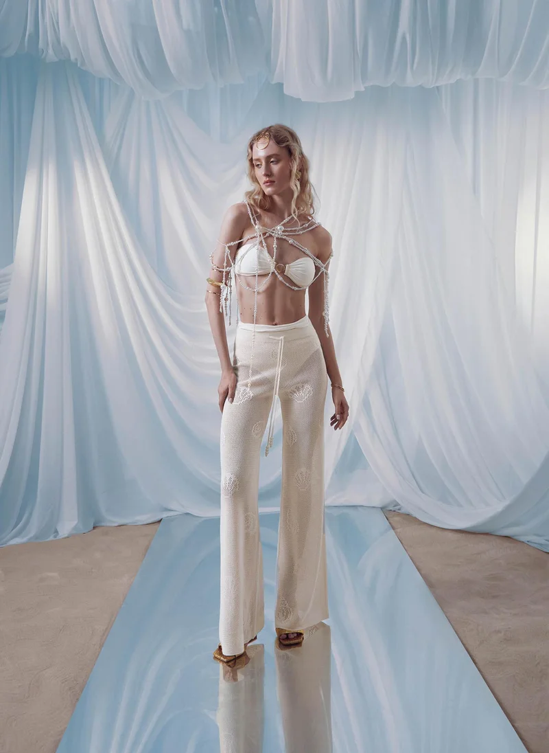Lichi Loose-fitting beach trousers with marine pattern