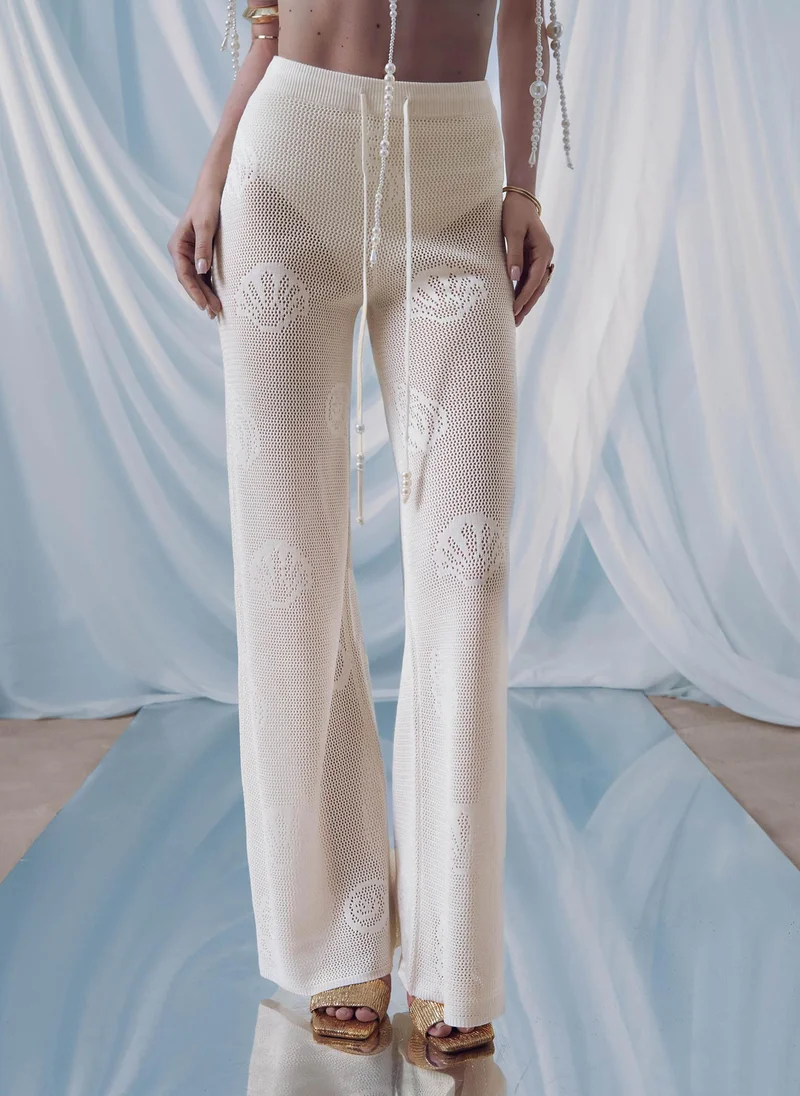 ليتشي بنطلون شاطئ فضفاض بنقشة بحرية