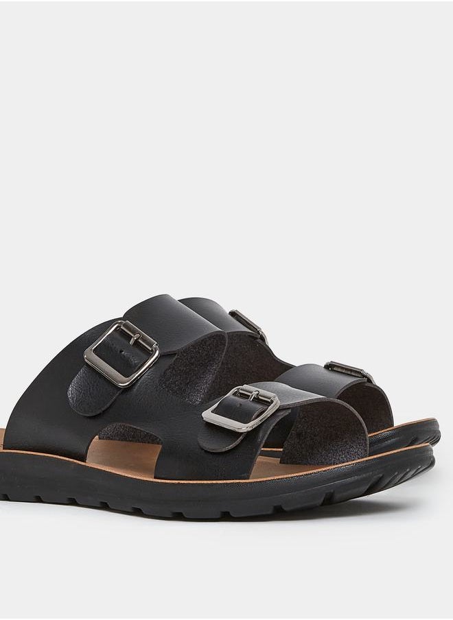 Styli - Buckle Detail Double Strap Platform Sole Sandals - Image 1