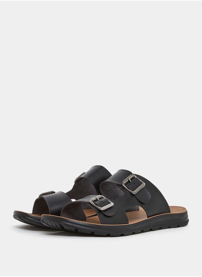 Styli - Buckle Detail Double Strap Platform Sole Sandals - Image 1