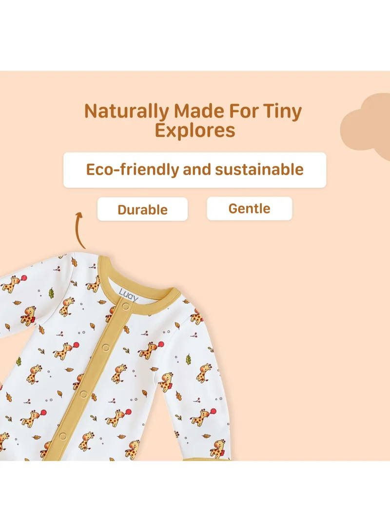 Luay Luay Baby Rompers 5-Pack, 100% Cotton Full Sleeve Baby Bodysuits, Soft Breathable Infant Jumpsuits with Snap Closure, Cute Printed One-Piece Outfits for Boys & Girls
