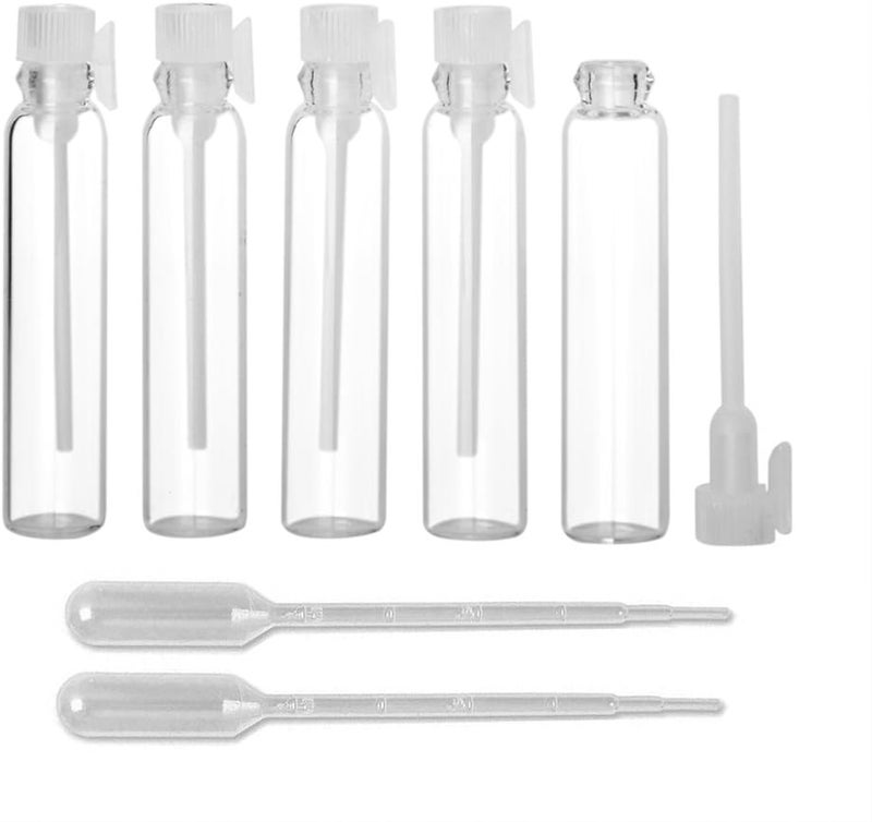 Enslz Enslz 2ml 100Pcs Mini Sample Cute Glass Travel Oil Perfume Bottle with Drop& Spray Empty Sample Bottle for Essential Oils Aromatherapy (2ml)