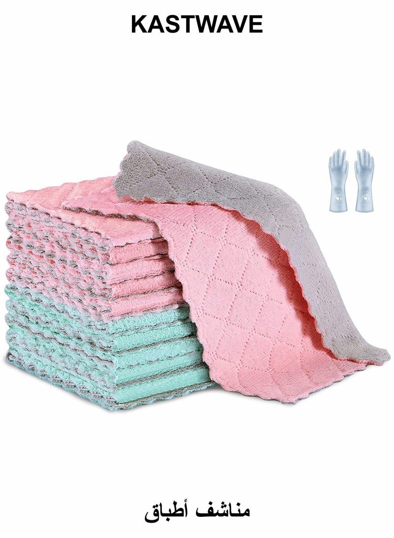 KASTWAVE Dishcloths, Premium Cleaning Cloth Remove The Oil and dust Kitchen Towels, Super Absorbent Coral Velvet Dish Towels for House Furniture Table Kitchen Dish Window Glasses - Image 1