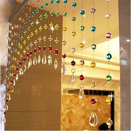 PINDIA Fancy Sparkling 3 Feet Wide Arch Bead Hanging Curtain with Glass Drops (Multi, 10 ARC) - Image 2