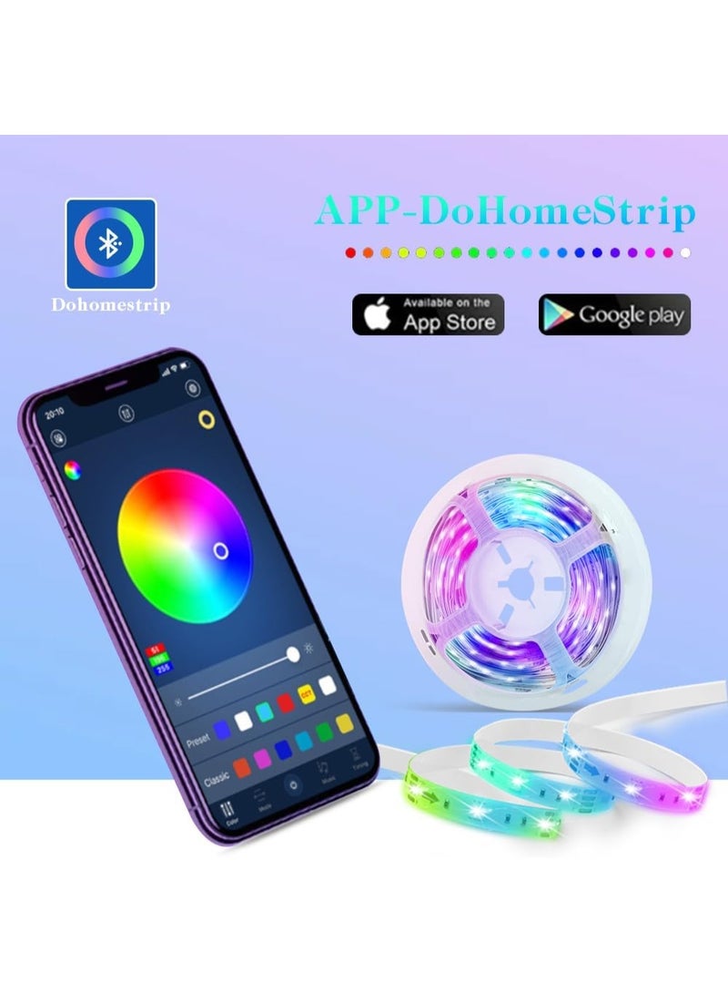 MUNTAQI Smart LED Strip Lights 5M – Color Changing RGB LED Strip with Music Sync, Bluetooth App Control & Remote, Color Picker Feature, Flexible Lighting for Room, TV, Party, Gaming - Image 2
