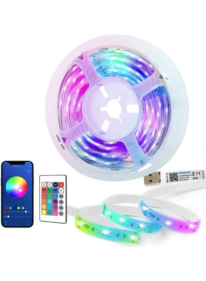 MUNTAQI Smart LED Strip Lights 5M – Color Changing RGB LED Strip with Music Sync, Bluetooth App Control & Remote, Color Picker Feature, Flexible Lighting for Room, TV, Party, Gaming - Image 1