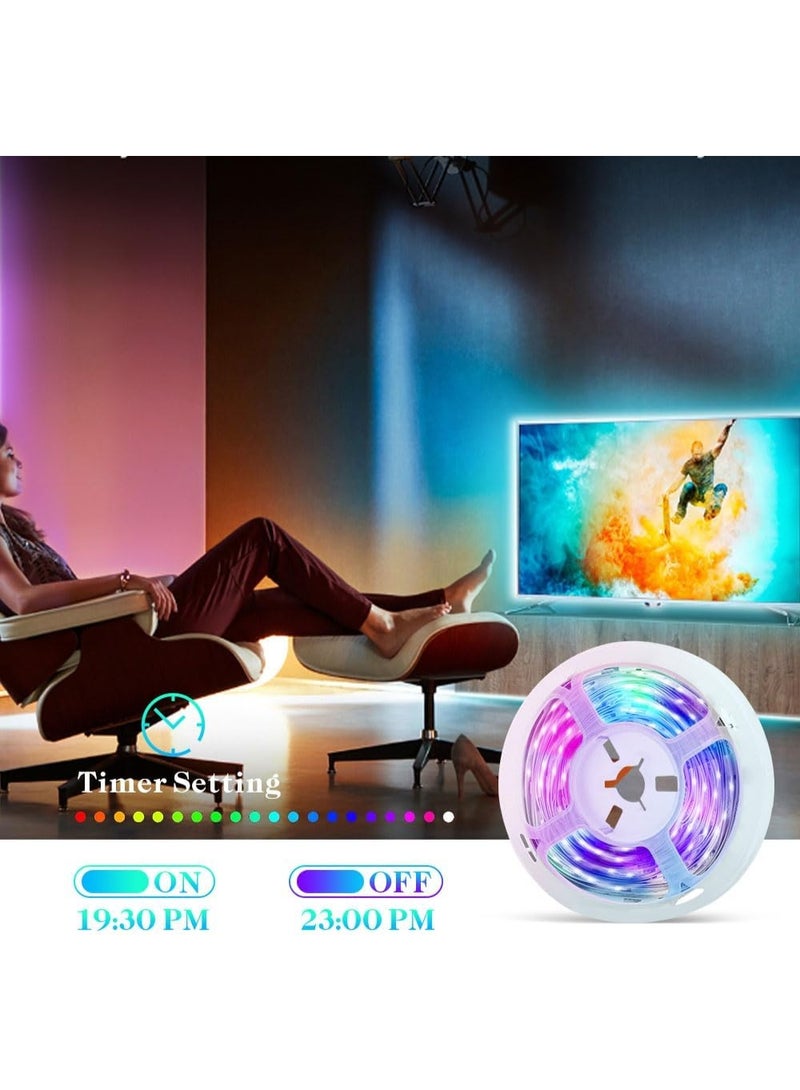 MUNTAQI Smart LED Strip Lights 5M – Color Changing RGB LED Strip with Music Sync, Bluetooth App Control & Remote, Color Picker Feature, Flexible Lighting for Room, TV, Party, Gaming - Image 3
