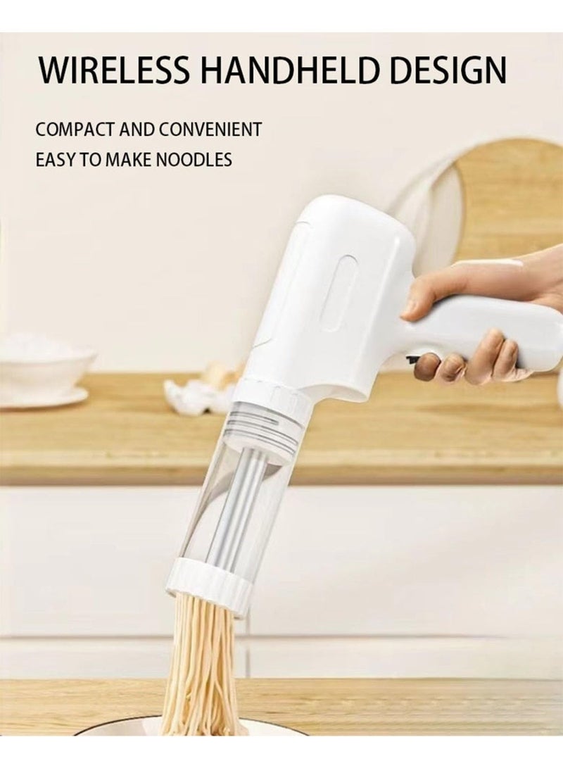 والالا ماكينة صنع نودلز كهربائية محمولة، ماكينة صنع نودلز إيطالية محمولة بقوة 1800 مللي أمبير/ساعة مع قالب وأدوات تقطيع، ماكينة نودلز لاسلكية 6 في 1، ماكينة ضغط عجين أوتوماتيكية مع فرشاة تنظيف - أبيض - Image 3