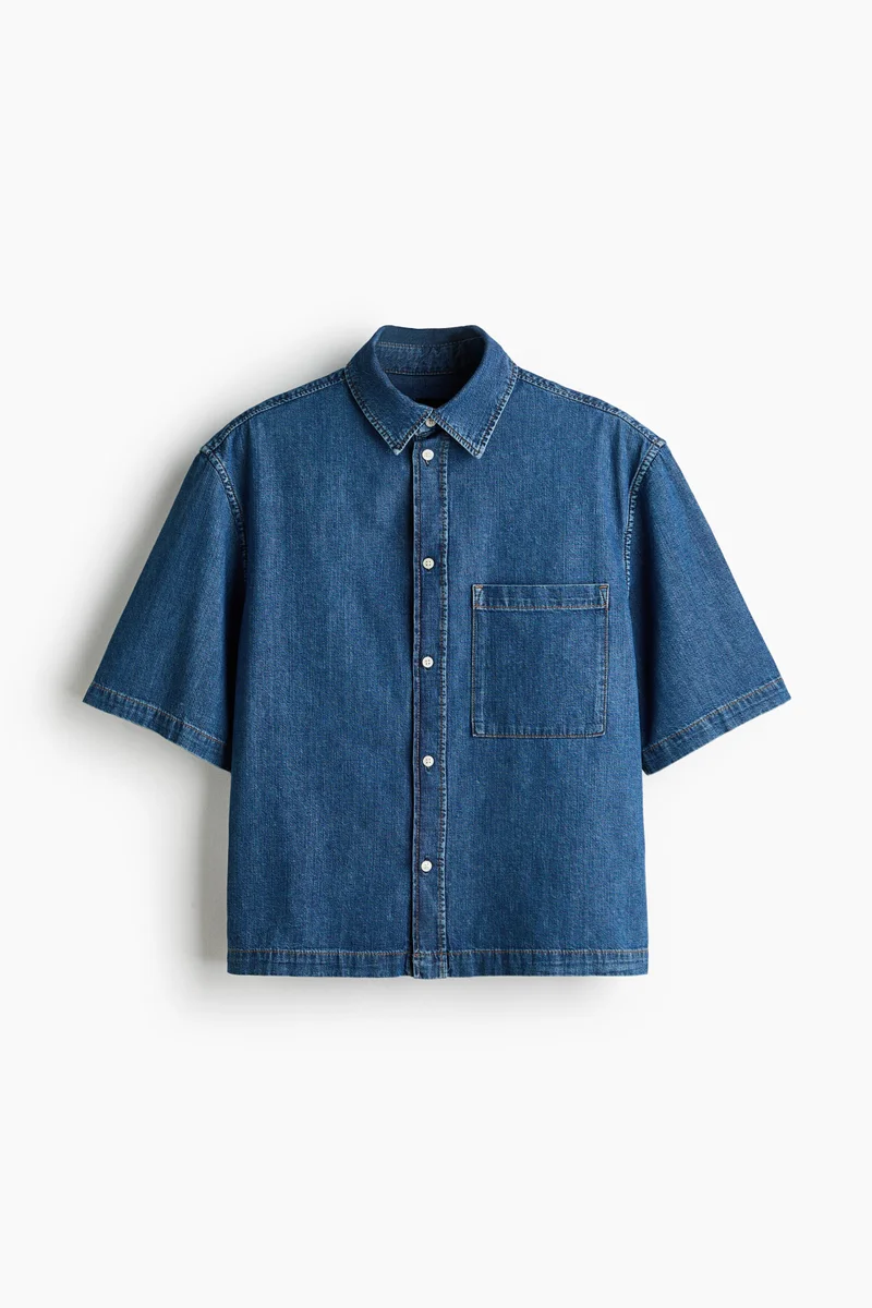 Relaxed Fit Short-sleeved denim shirt