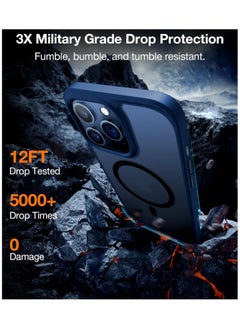 TORRAS Magnetic Shockproof Compatible with iPhone 15 Pro Case, [Mil-Grade Drop Tested] [Compatible with MagSafe] Translucent Slim Protective, PC & TPU, Anti-Fingerprint Guardian Mag 2023, Blue  - Image 3