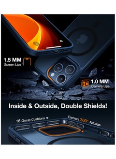 TORRAS Magnetic Shockproof Compatible with iPhone 15 Pro Case, [Mil-Grade Drop Tested] [Compatible with MagSafe] Translucent Slim Protective, PC & TPU, Anti-Fingerprint Guardian Mag 2023, Blue  - Image 4
