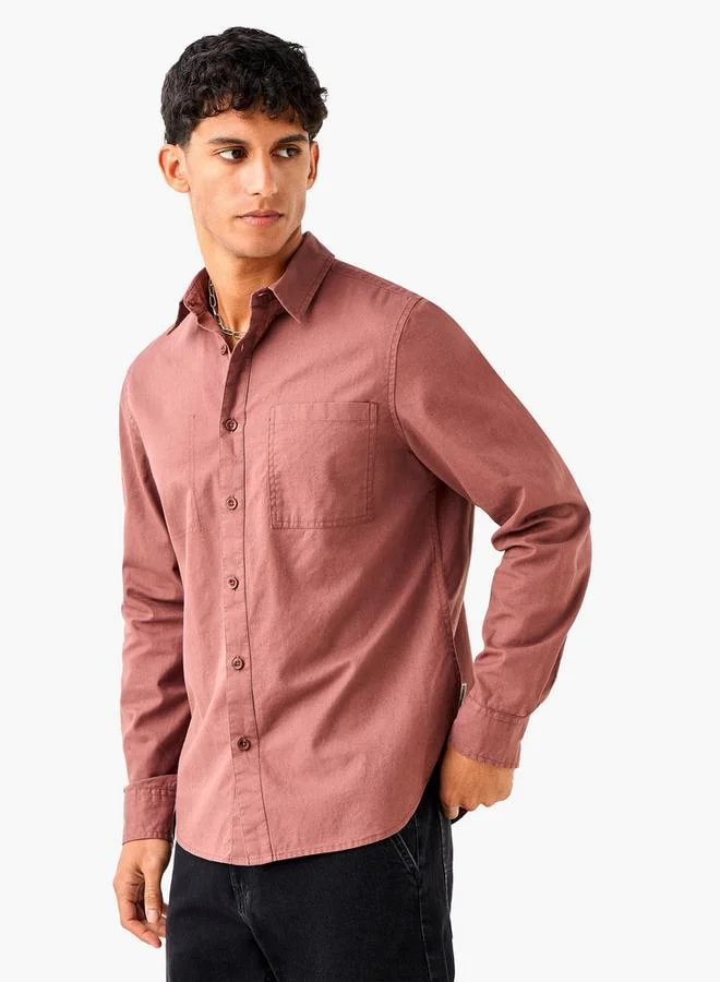 لي كوبر قميص لي كوبر بقصة عادية من مزيج الكتان بأكمام طويلة