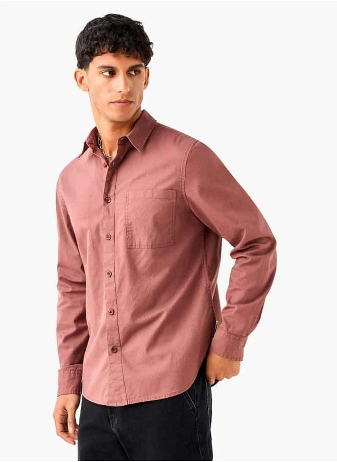 Lee Cooper Lee Cooper Regular Fit Linen Blend Shirt with Long Sleeves