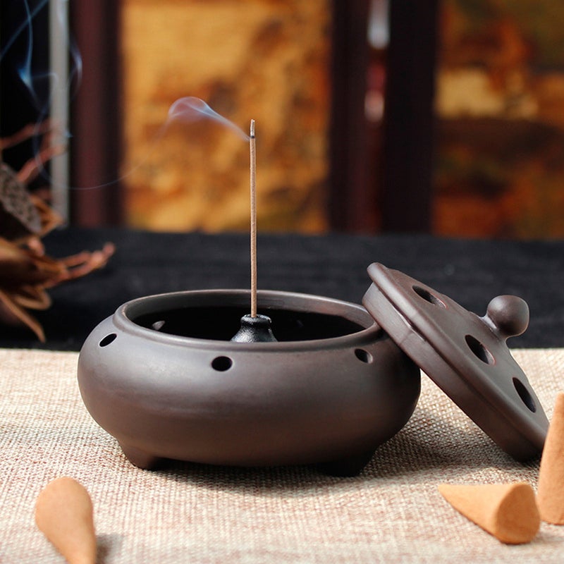 2pcs Unique Incense Burner Antique Incense Burner Holder Incense Tray Bowl (9.5x7cm) - Image 1