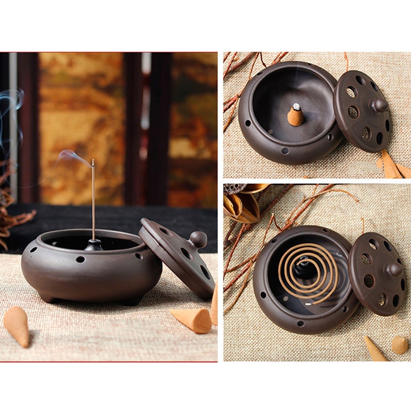 2pcs Unique Incense Burner Antique Incense Burner Holder Incense Tray Bowl (9.5x7cm) - Image 3
