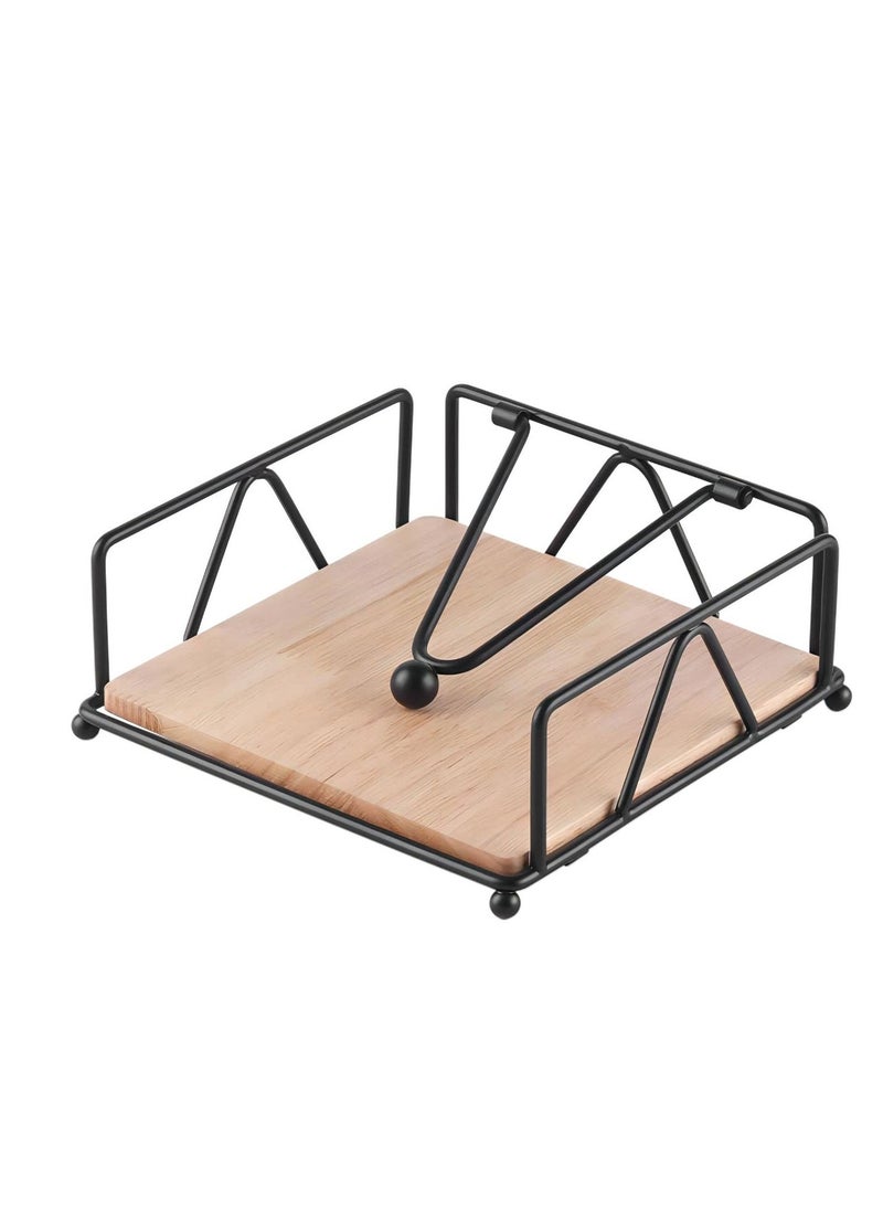 Excefore Flat Paper Napkin Holder, Dinner Napkin Holder with Dispenser Arm, for Table, Kitchen, Countertops and Outdoor Tables, Black  - Image 1