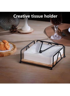 Excefore Flat Paper Napkin Holder, Dinner Napkin Holder with Dispenser Arm, for Table, Kitchen, Countertops and Outdoor Tables, Black  - Image 5
