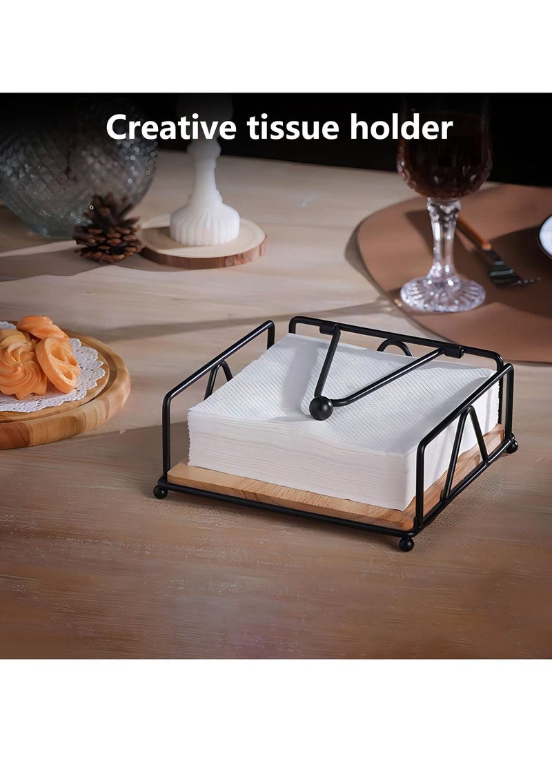 Excefore Flat Paper Napkin Holder, Dinner Napkin Holder with Dispenser Arm, for Table, Kitchen, Countertops and Outdoor Tables, Black  - Image 5
