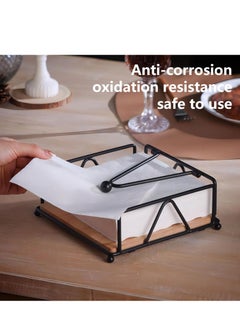 Excefore Flat Paper Napkin Holder, Dinner Napkin Holder with Dispenser Arm, for Table, Kitchen, Countertops and Outdoor Tables, Black  - Image 2