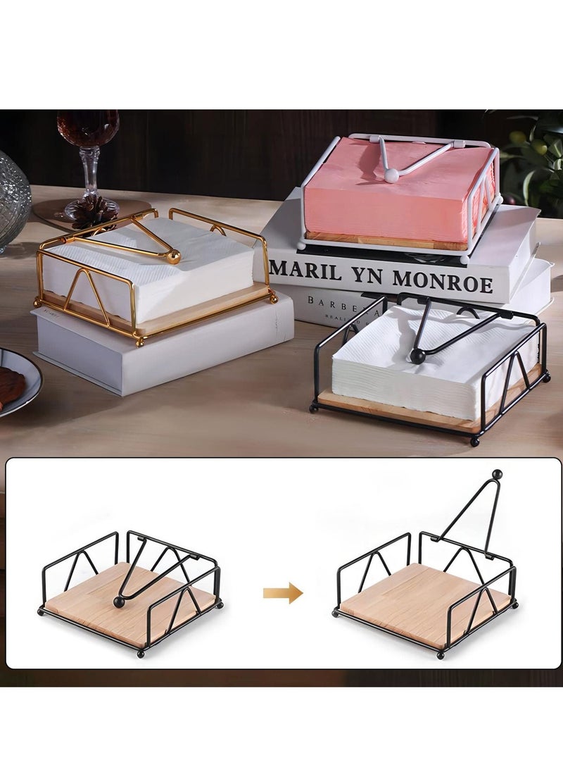 Excefore Flat Paper Napkin Holder, Dinner Napkin Holder with Dispenser Arm, for Table, Kitchen, Countertops and Outdoor Tables, Black  - Image 3