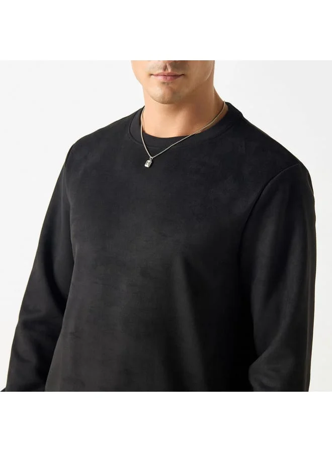Iconic Iconic Solid Sweatshirt with Round Neck and Long Sleeves