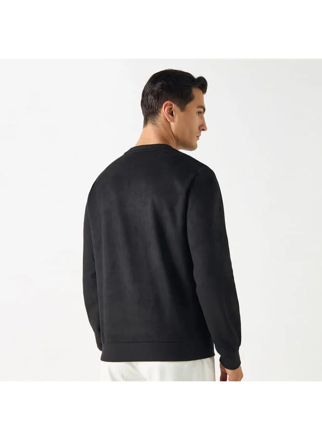 Iconic Iconic Solid Sweatshirt with Round Neck and Long Sleeves