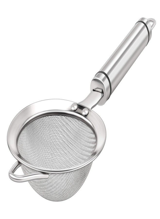 AOWOTO 3.35inch 304 Stainless Steel Fine Mesh Strainers for Kitchen, Colander-Skimmer with Handle, Metal Sieve Sifters for Food, Rice, Oil, Noodles, Fruits, Vegetable, Tea Strainer - Image 1