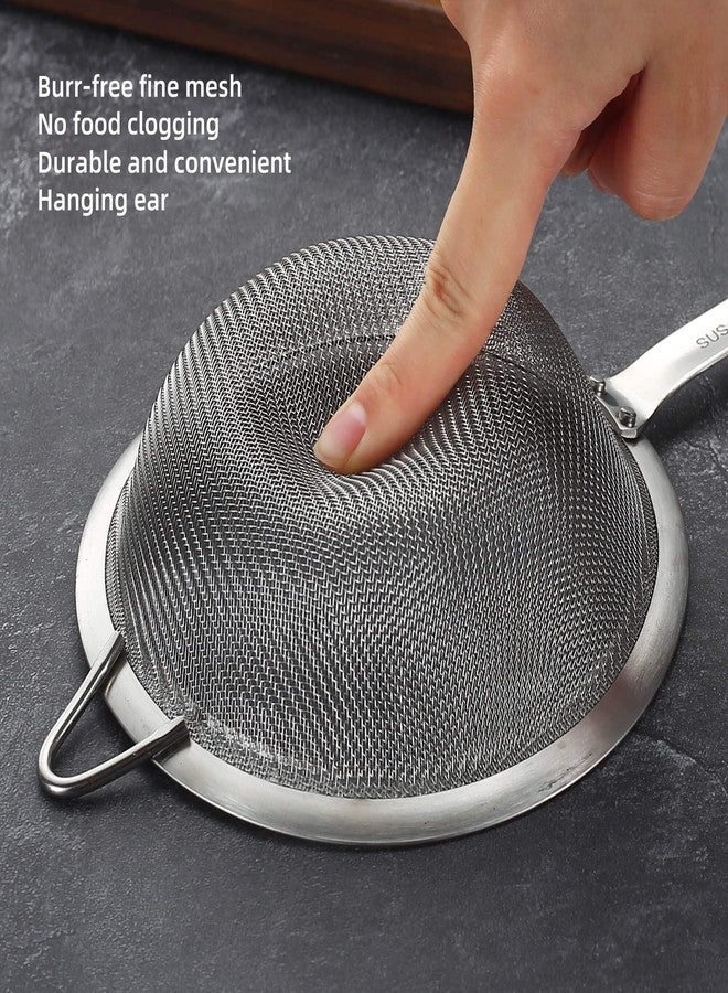 AOWOTO 3.35inch 304 Stainless Steel Fine Mesh Strainers for Kitchen, Colander-Skimmer with Handle, Metal Sieve Sifters for Food, Rice, Oil, Noodles, Fruits, Vegetable, Tea Strainer - Image 3