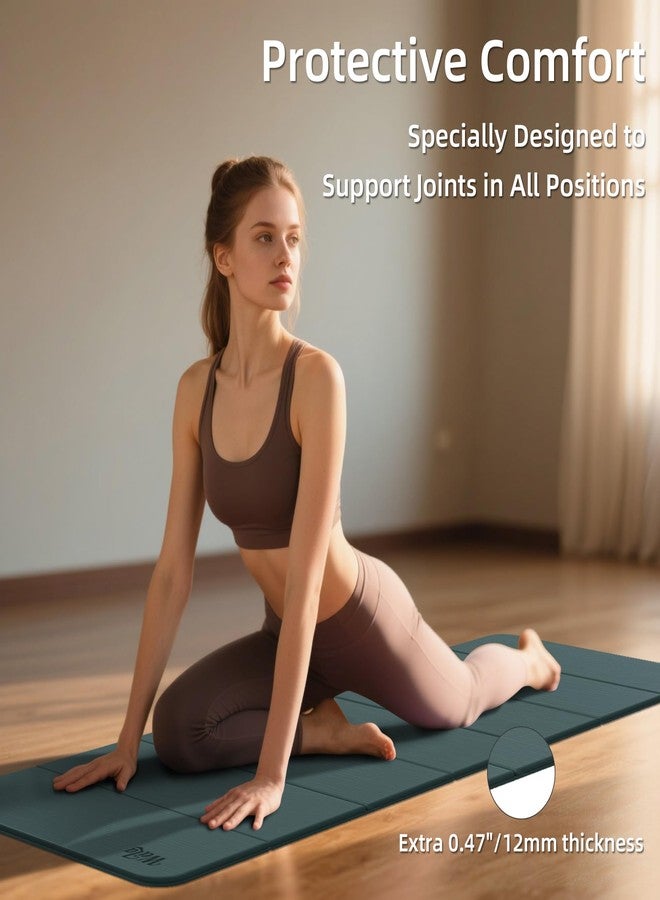 WEILA 1/2 Inch Extra Thick Yoga Mat Pilates Equipment, 69"x24" Odorless Workout Mats for Home Gym, Non-slip Exercise Mats for Women Men Home Workout, Foldable Yoga Mats for Travel Camping Sleeping(Avocado) - Image 3