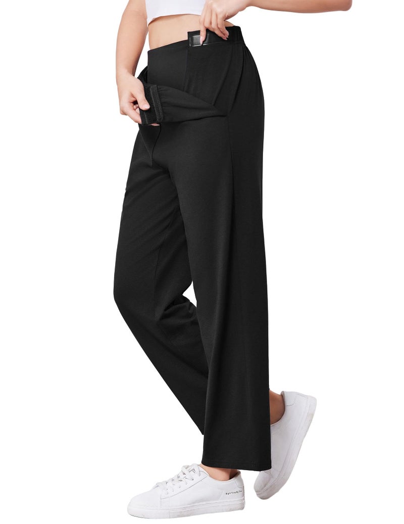 Deyeek Post Surgery Tear Away Pants Women 2 Side Snaps Wide Leg Sweatpants Adaptive Pants for Hip Surgery Recovery Women Black - Image 1