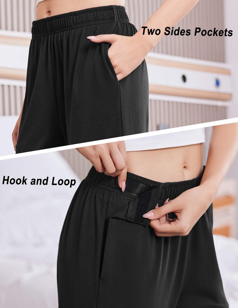 Deyeek Post Surgery Tear Away Pants Women 2 Side Snaps Wide Leg Sweatpants Adaptive Pants for Hip Surgery Recovery Women Black - Image 5