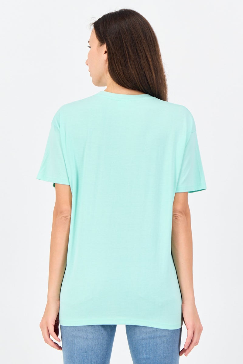 Disney Looney Tunes Women Crew Neck Short Sleeve Graphic Print T-Shirt, Mint Green - Image 4
