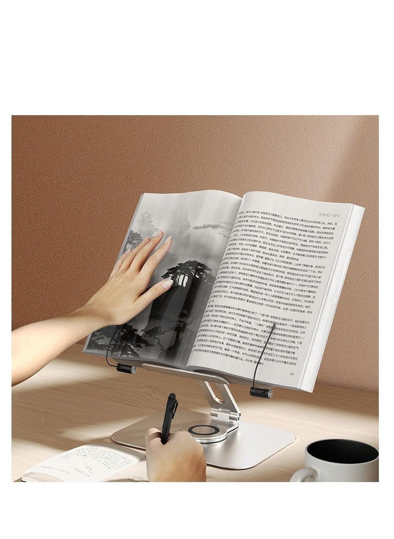 TECHNIEX - Techniex Book Stand Height Adjustable Upright Book Stand And Holder for Reading Hands Free Desktop Adjustable Reading Height and Angle Book Rest Hard Covers for Paperbacks Text book Etc Silver Color - Image 1