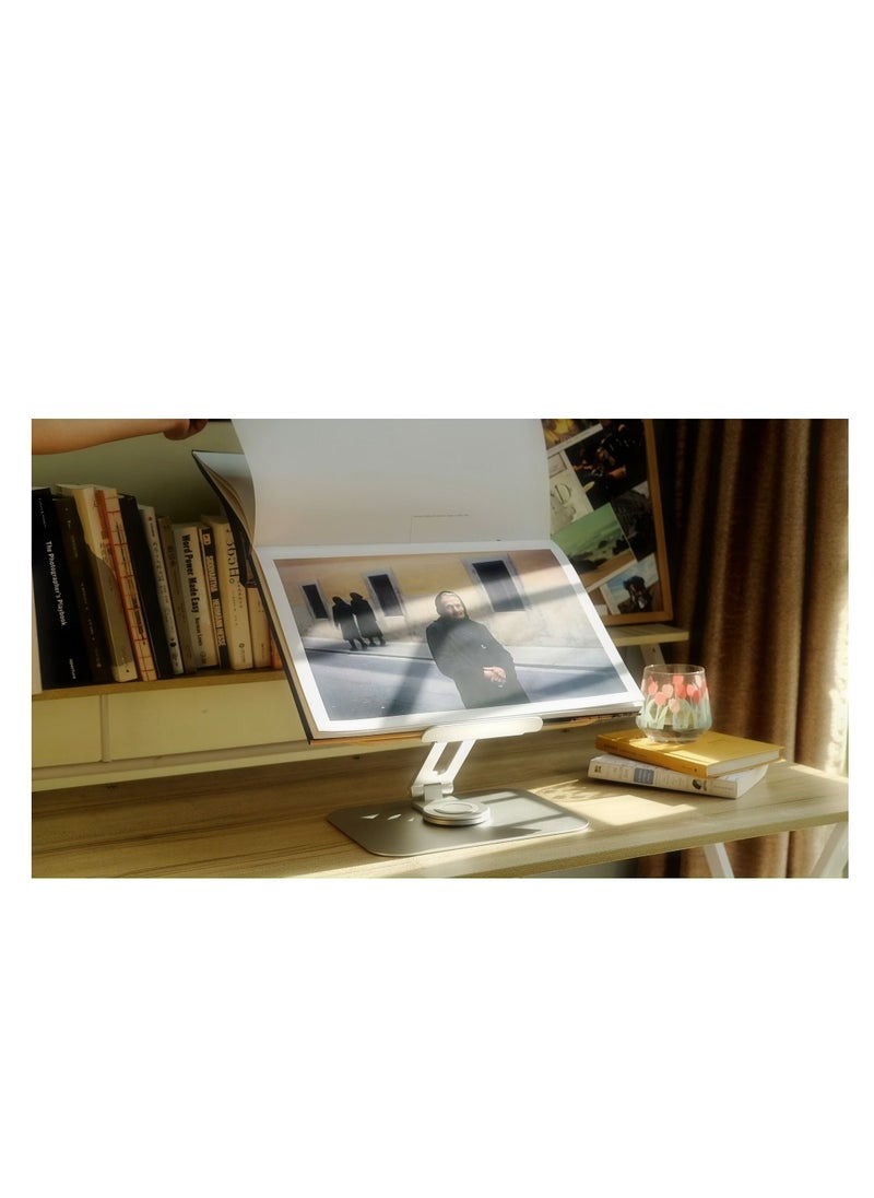 TECHNIEX - Techniex Book Stand Height Adjustable Upright Book Stand And Holder for Reading Hands Free Desktop Adjustable Reading Height and Angle Book Rest Hard Covers for Paperbacks Text book Etc Silver Color - Image 1